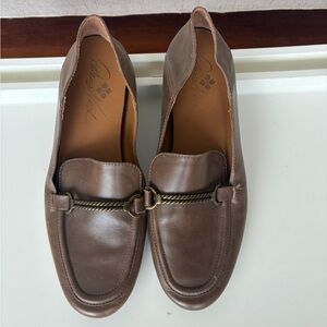 Brown Leather Loafers with Brass Bit Detail